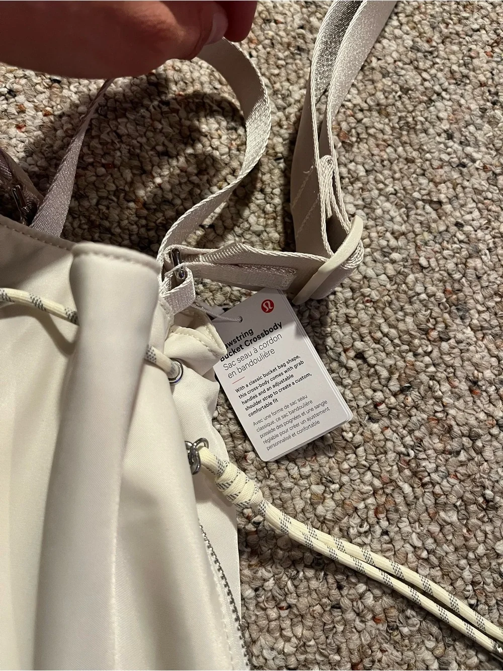 lululemon athletica Cream Drawstring Bucket Crossbody Bag